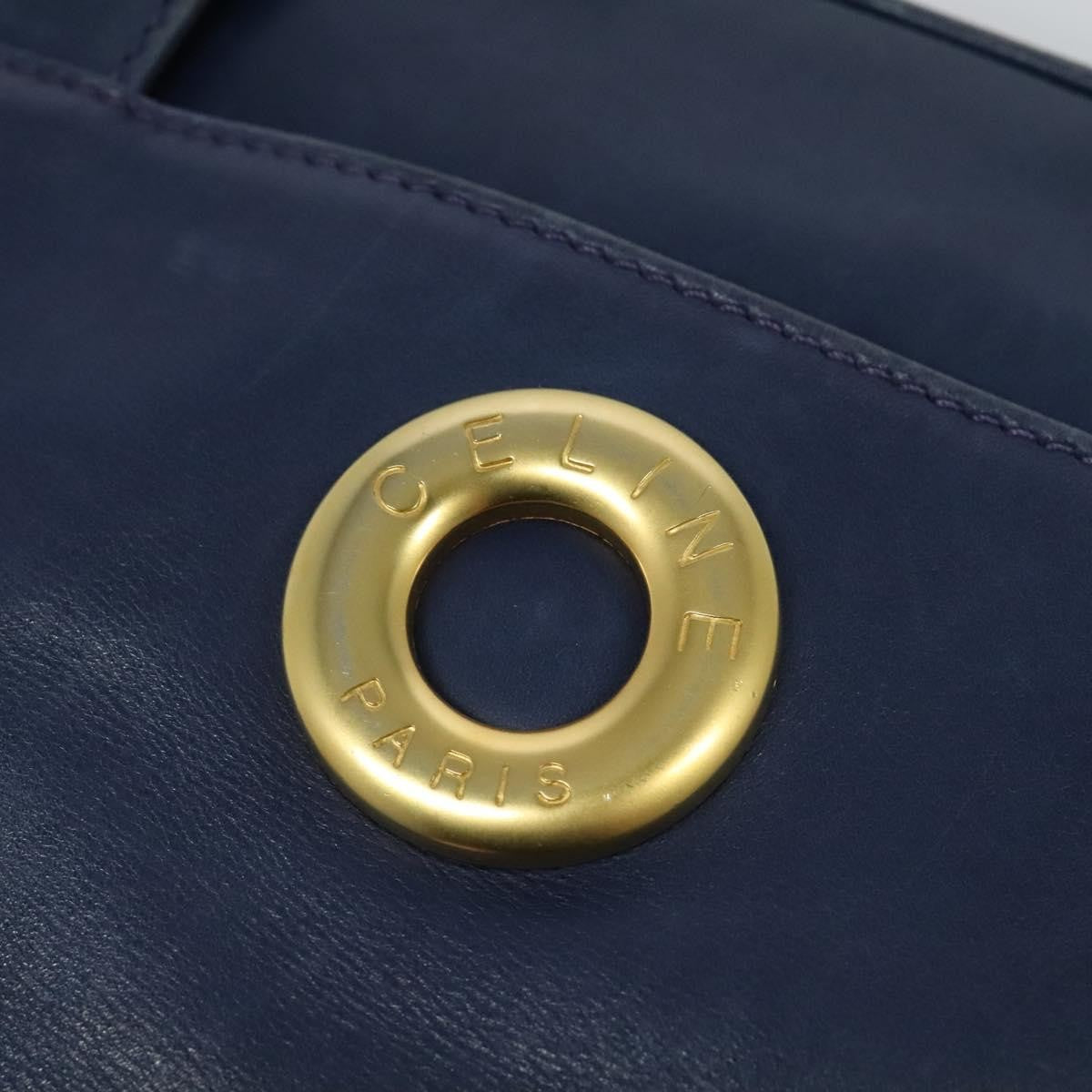 Celine Circle Logo Handbag Leather, BLUE, LEATHER, Handbag