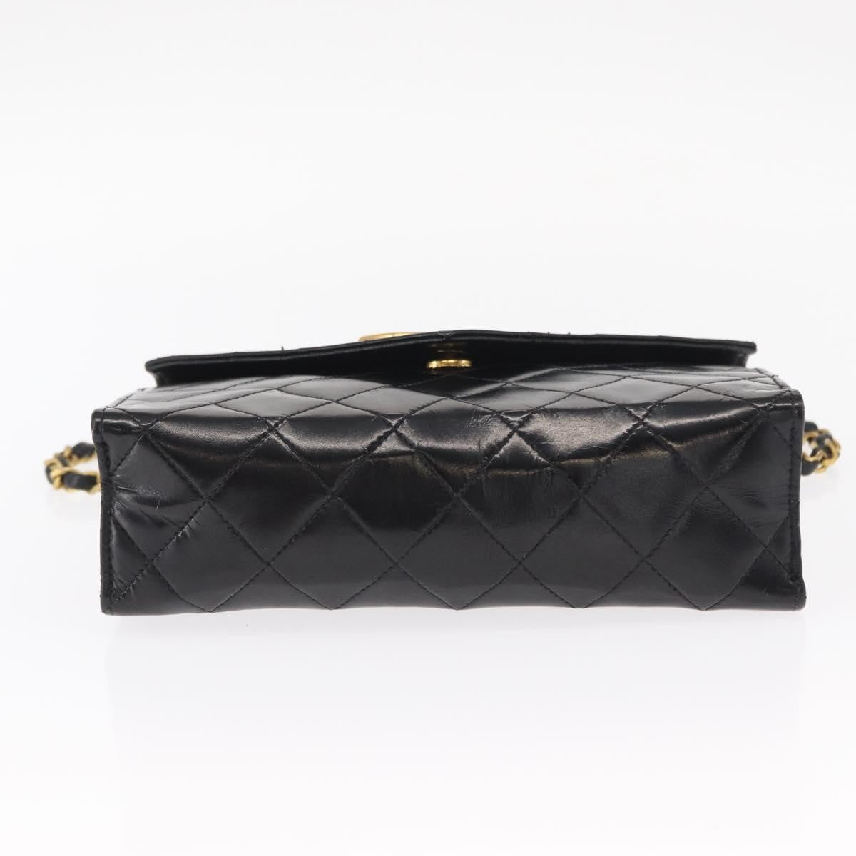 Chanel Vintage Envelope Flap Shoulder Bag Quilted Lambskin, BLACK, LEATHER, Shoulder bag
