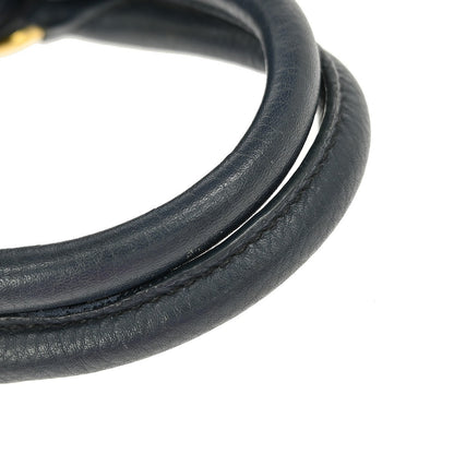 Prada Convertible Shopper Tote Vitello Daino, NAVY, LEATHER, Tote bag