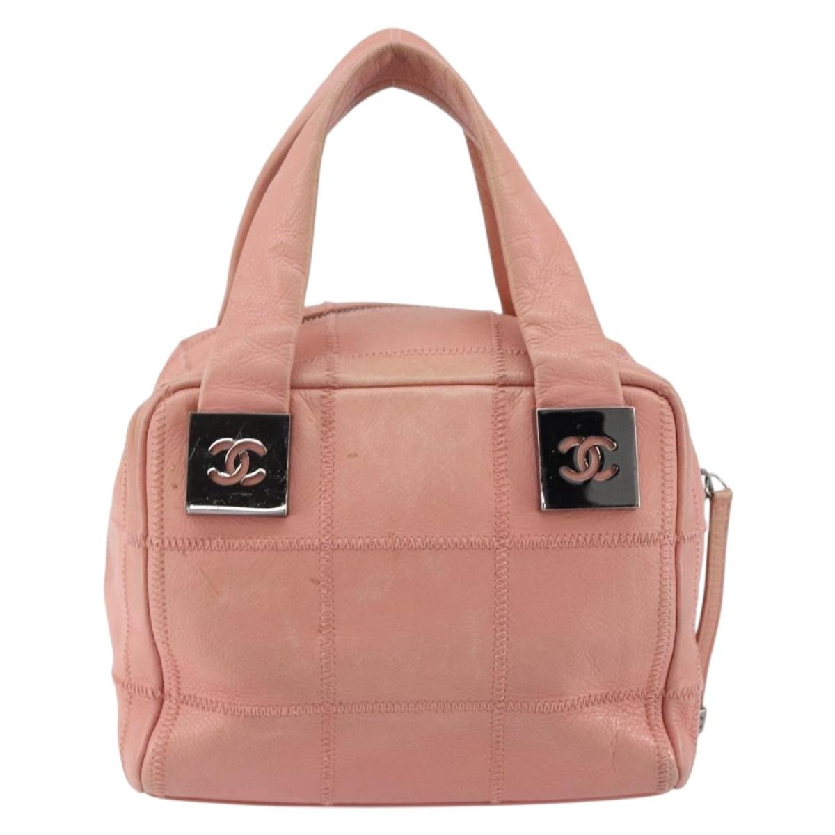 Chanel Chocolate Bar CC Bowler Bag Caviar skin, PINK, LEATHER, Handbag