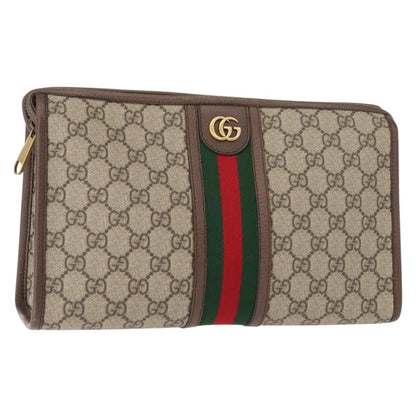 Gucci Ophidia Pouch GG Coated Canvas, BEIGE, CANVAS, Clutche & pouche