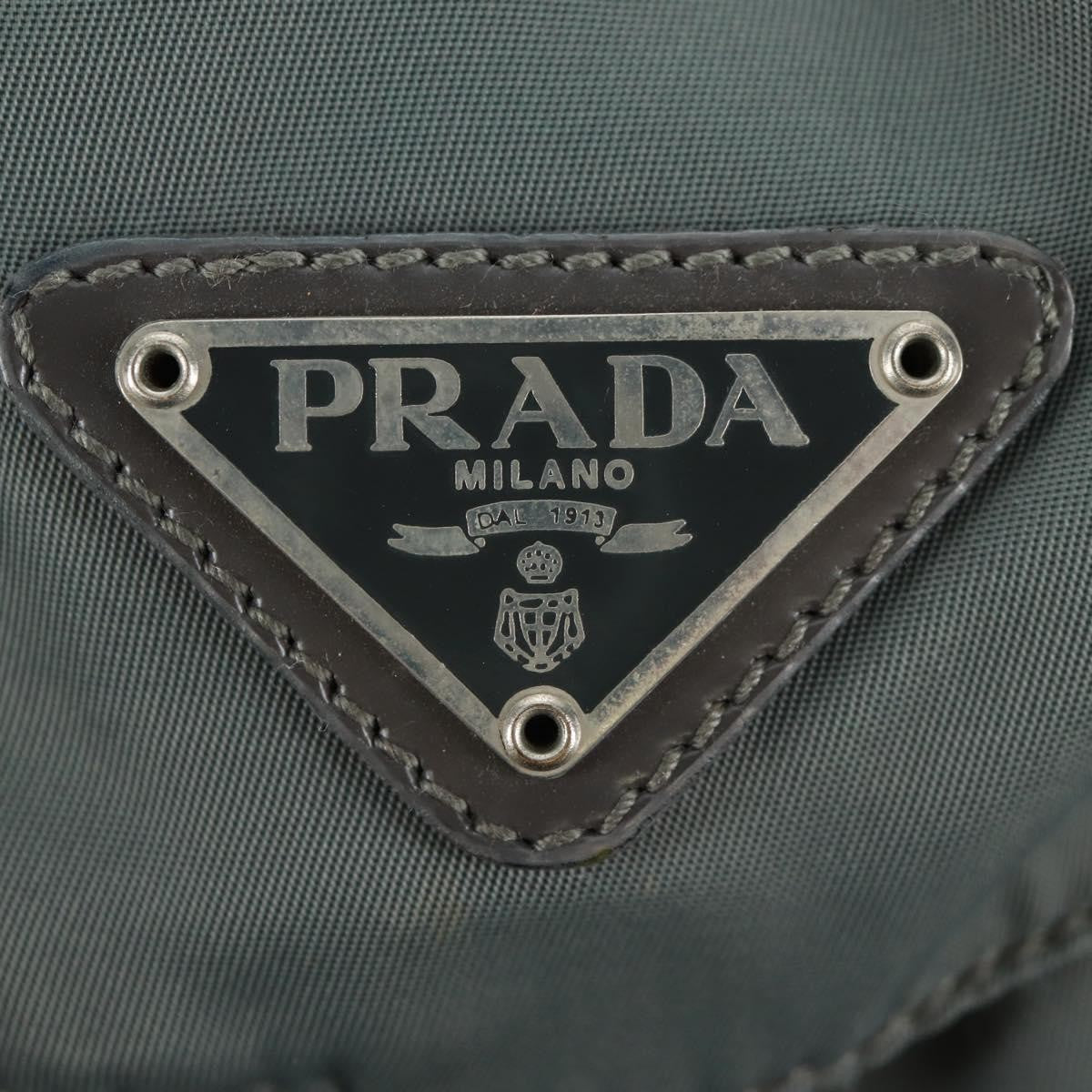 Prada Vela Double Front Pocket Backpack Tessuto with Saffiano Leather, GRAY, NYLON, Backpack