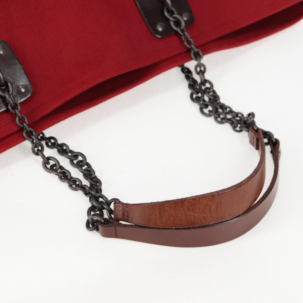 Bottega Veneta Double Chain Tote Canvas, RED, CANVAS, Tote bag