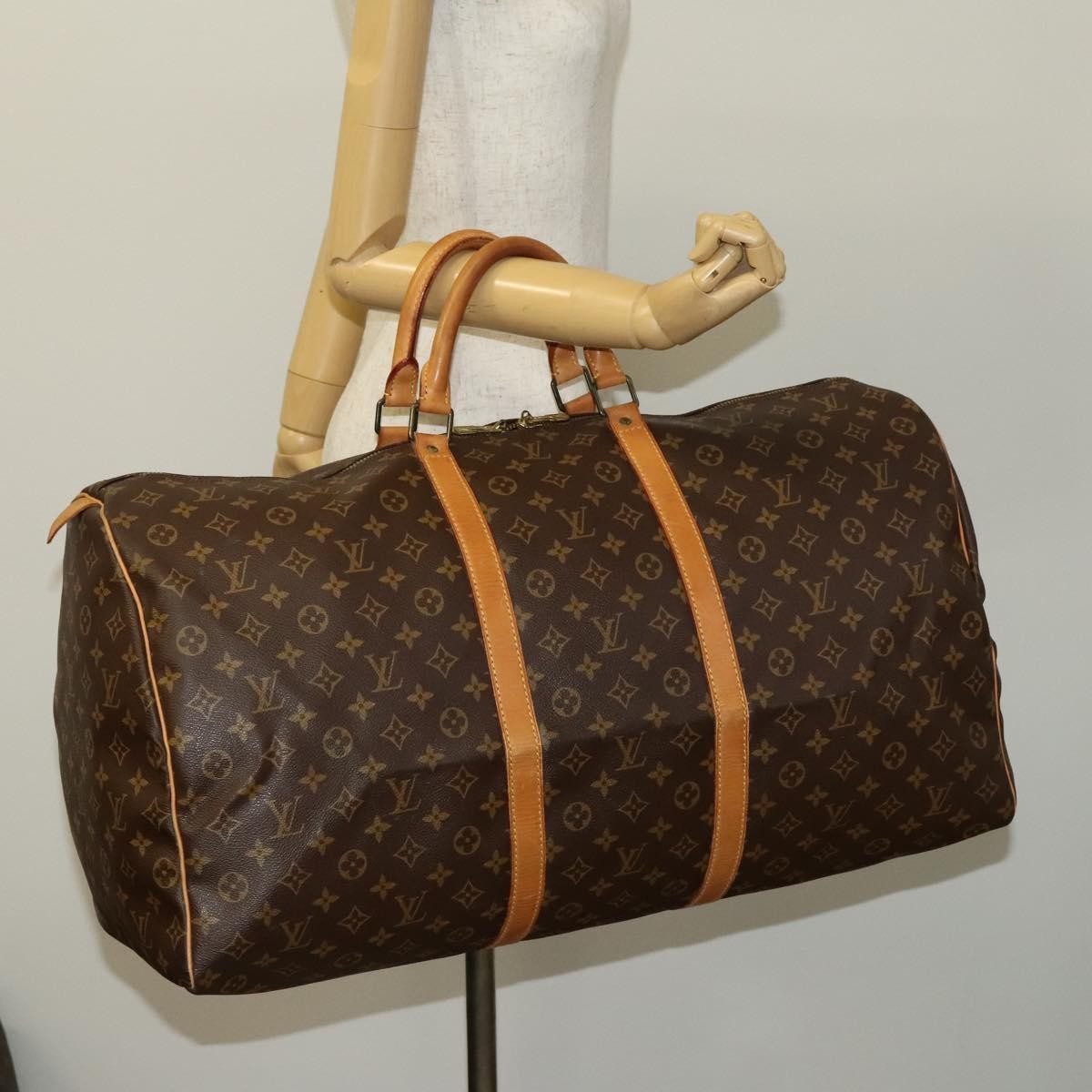 Louis Vuitton Keepall Bag Monogram Canvas, BROWN, CANVAS, Travel bag
