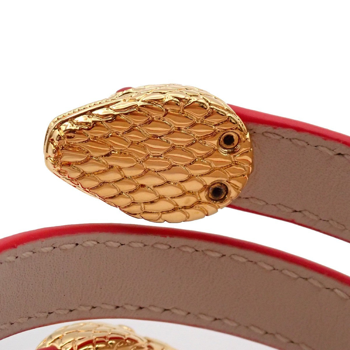 Bvlgari Serpenti Forever Double Wrap Bracelet Leather, RED, LEATHER, Bracelet
