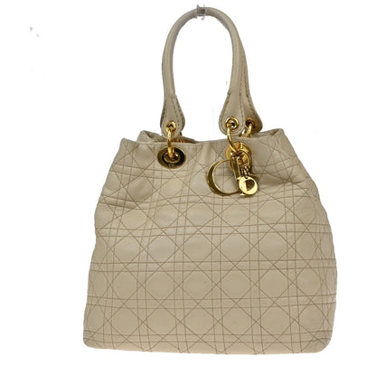 Christian Dior Lady Cannage Tote Leather, BEIGE, LEATHER, Tote bag