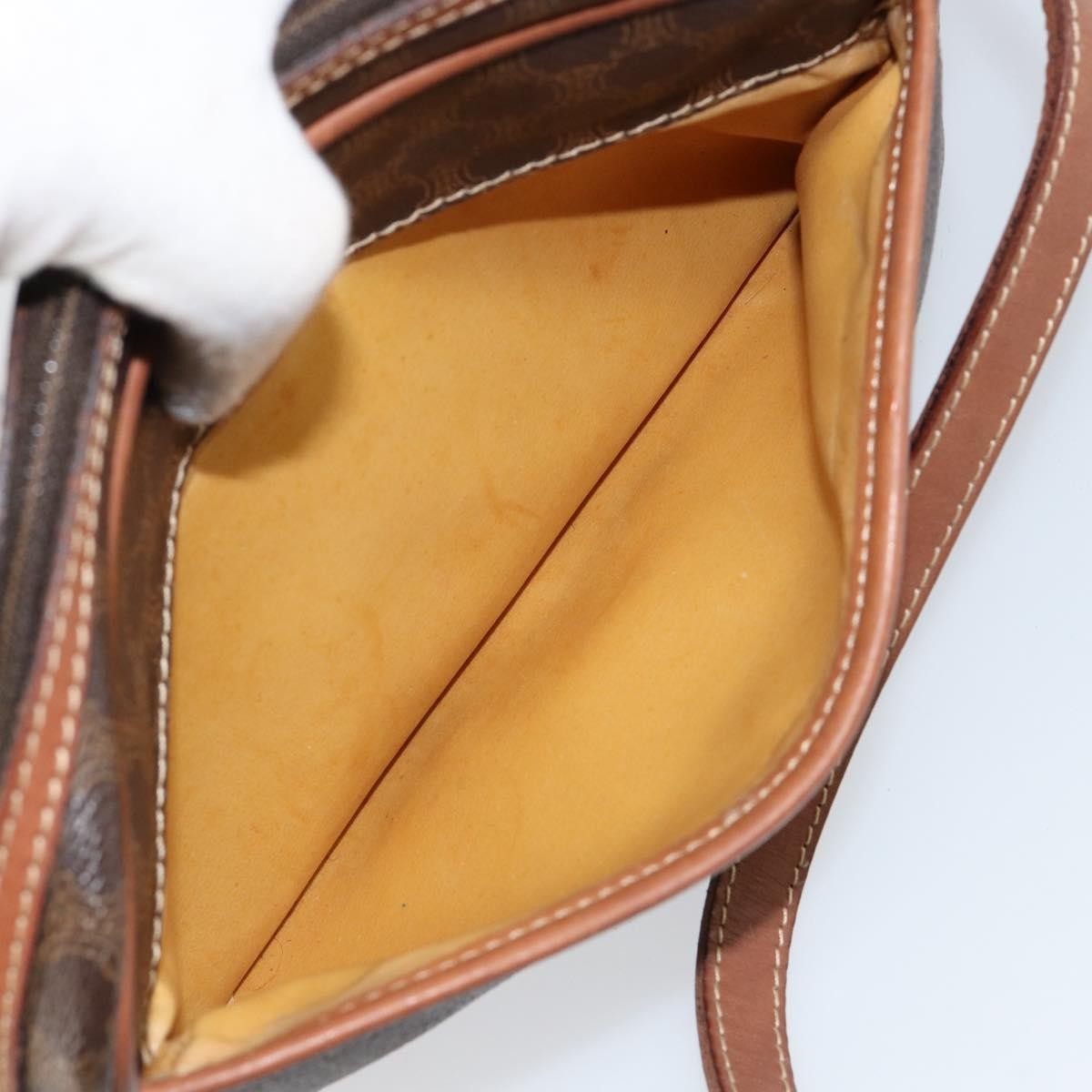 Celine Vintage Macadam Shoulder Bag Canvas and Leather, BROWN, CANVAS, Shoulder bag