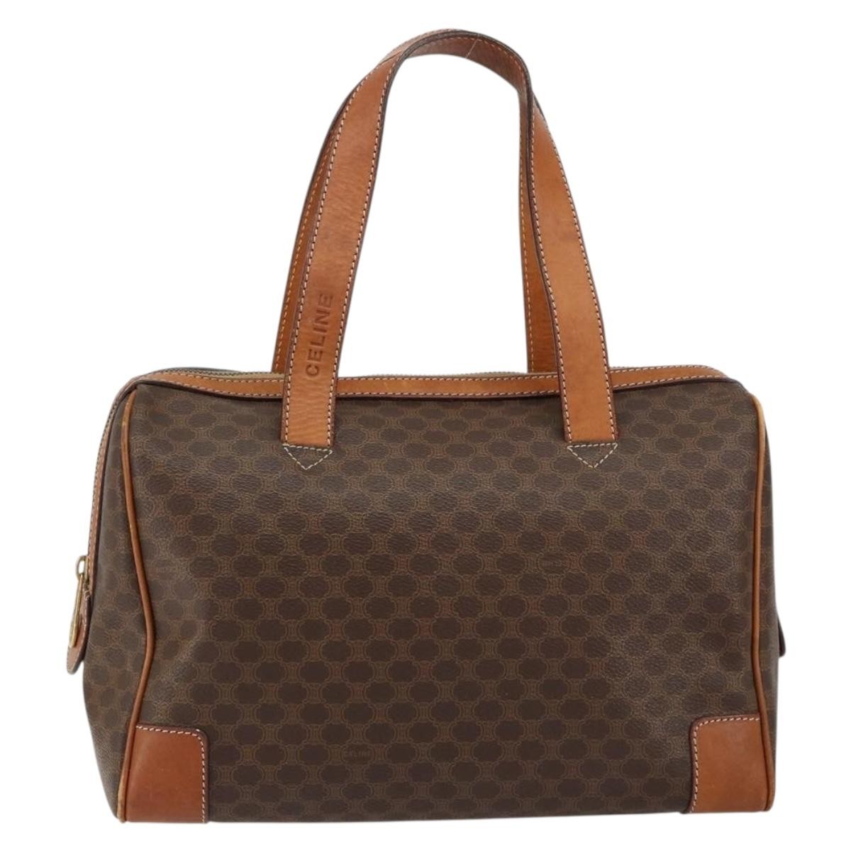 Celine Macadam Handbag Macadam with leather, BROWN, CANVAS, Shoulder bag