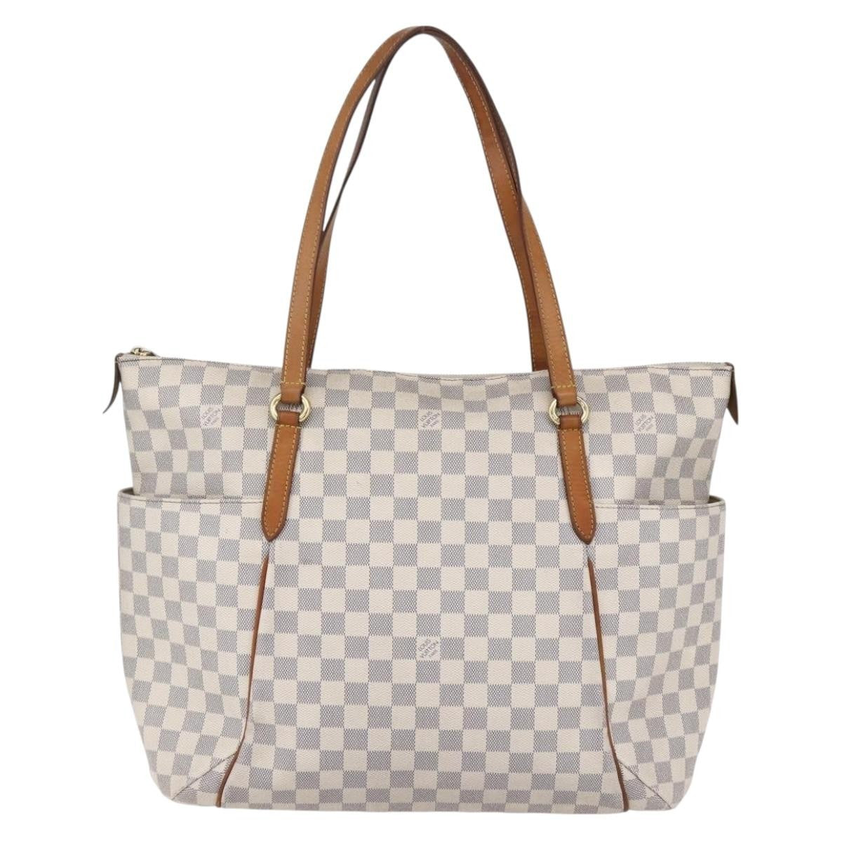 Louis Vuitton Totally Handbag Damier azur, WHITE, CANVAS, Tote bag