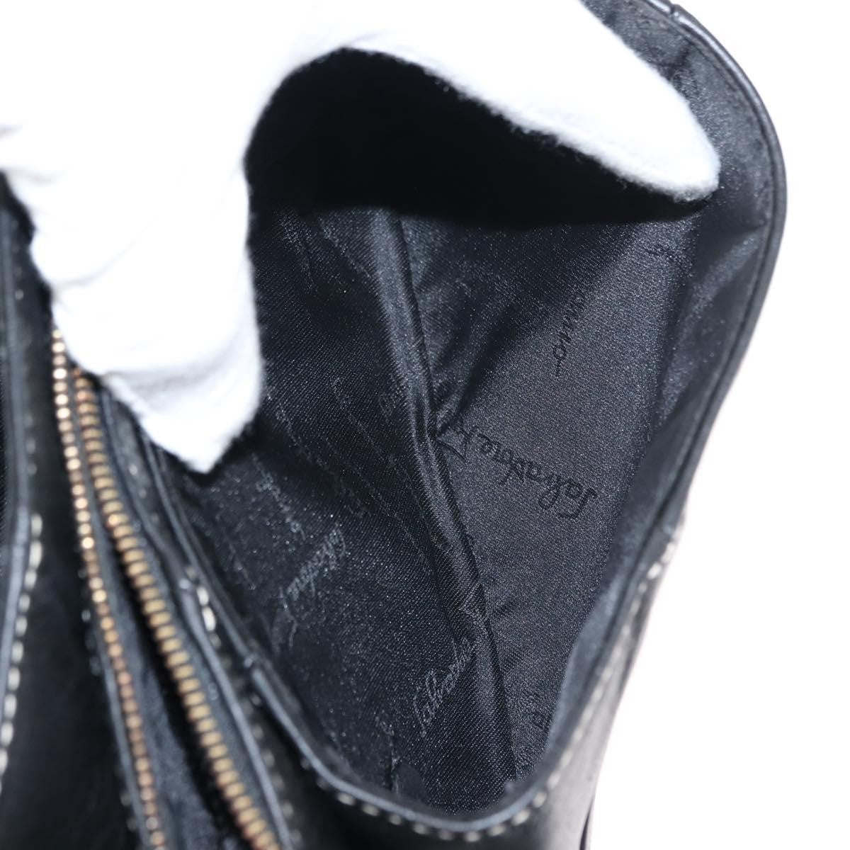 Salvatore Ferragamo Flap Shoulder Bag Leather, BLACK, LEATHER, Shoulder bag