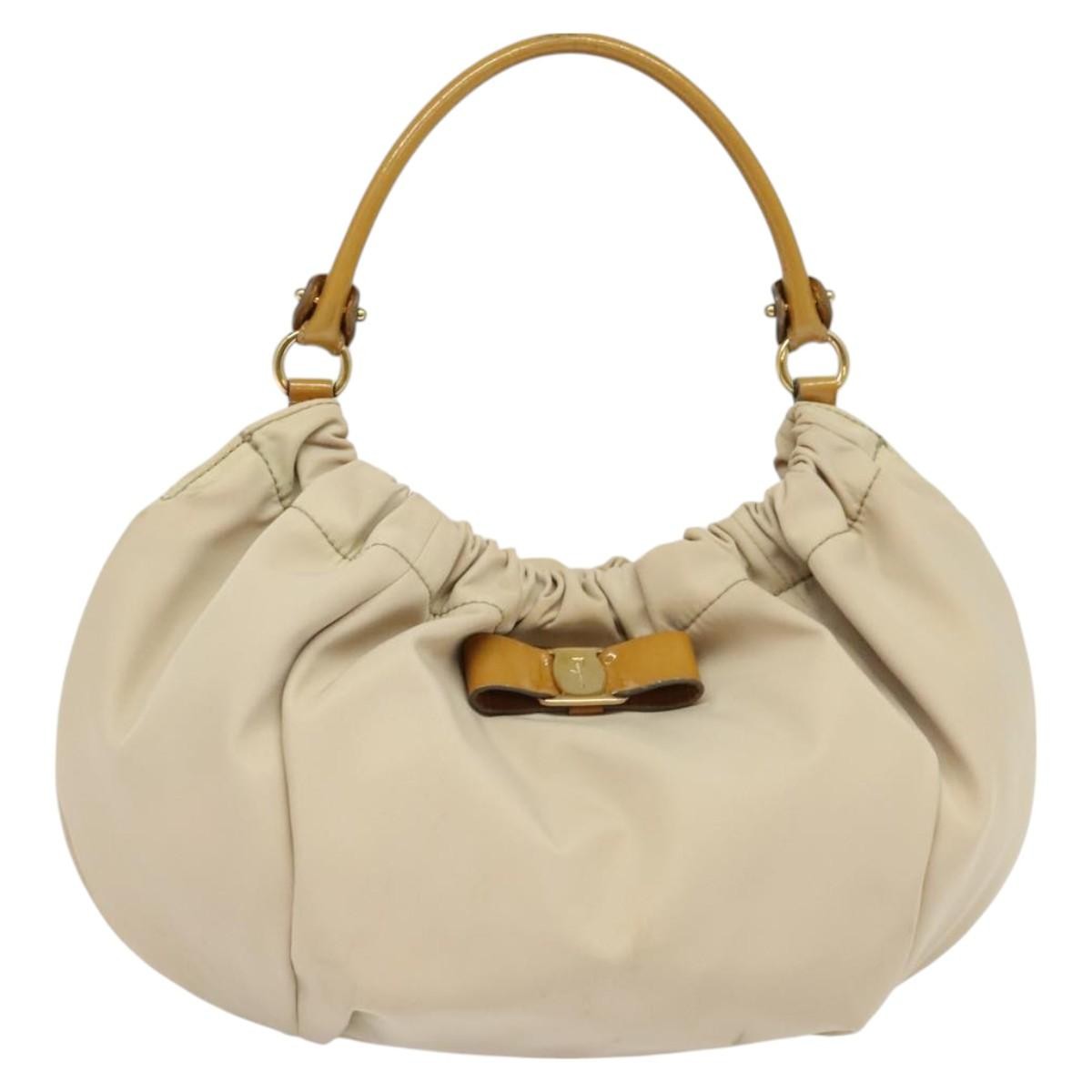 Salvatore Ferragamo Vala Handbag Nylon, BEIGE, NYLON, Handbag