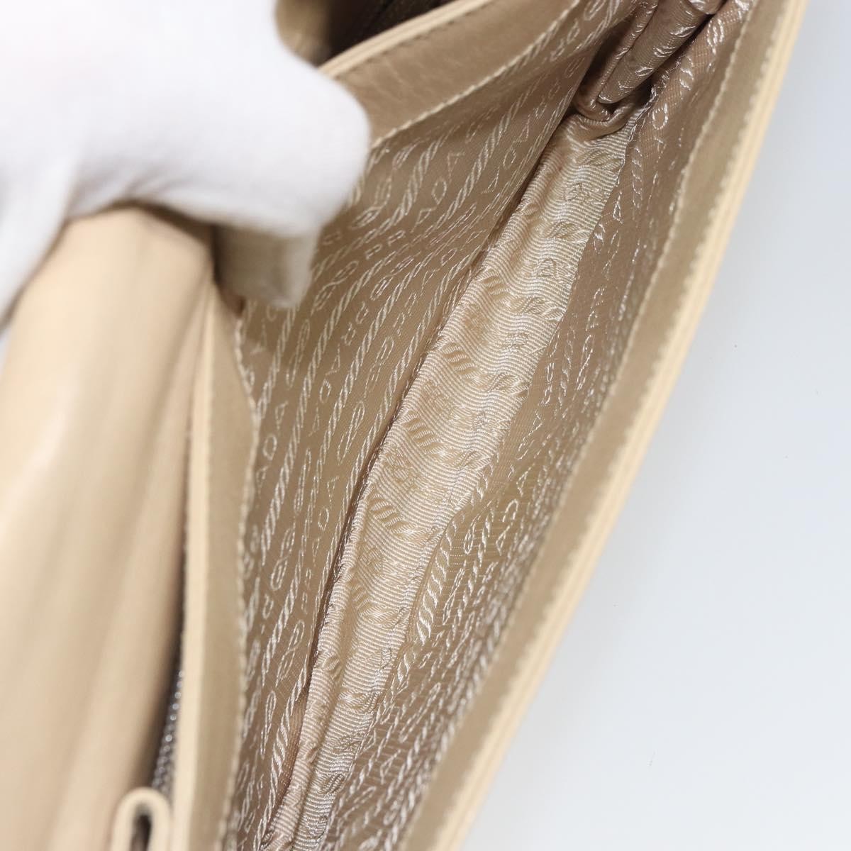 Prada Flap Shoulder Bag Leather, BEIGE, LEATHER, Shoulder bag