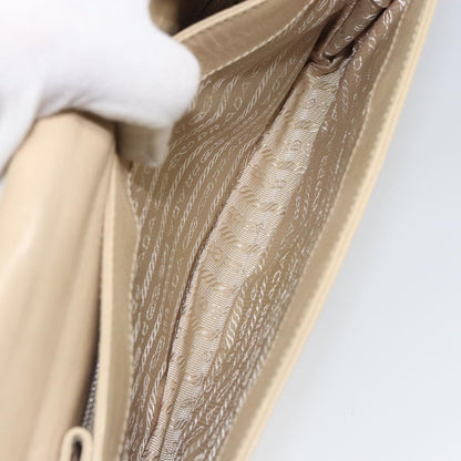 Prada Flap Shoulder Bag Leather, BEIGE, LEATHER, Shoulder bag