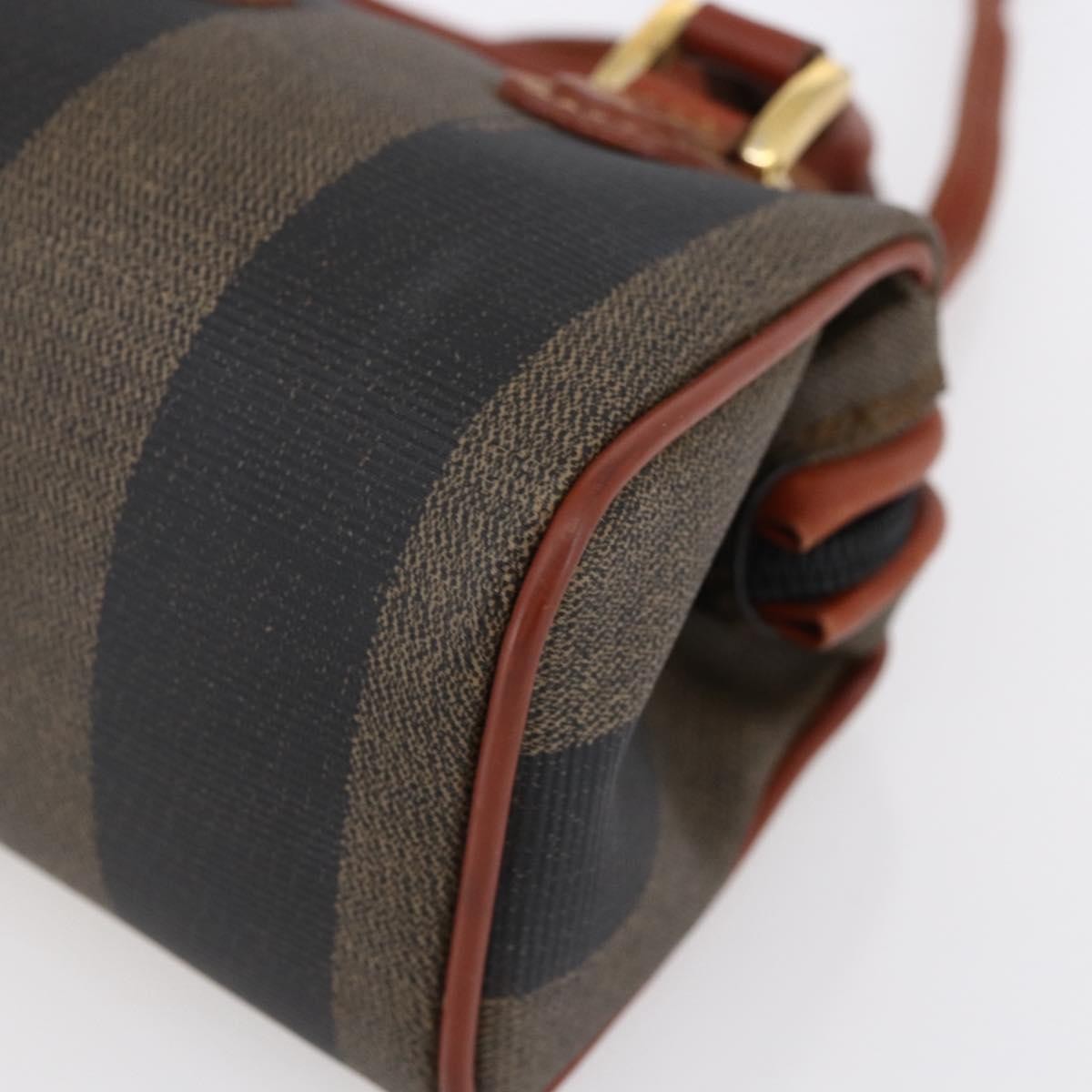 Fendi Vintage Pequin Convertible Boston Bag Coated Canvas, BROWN, CANVAS, Handbag