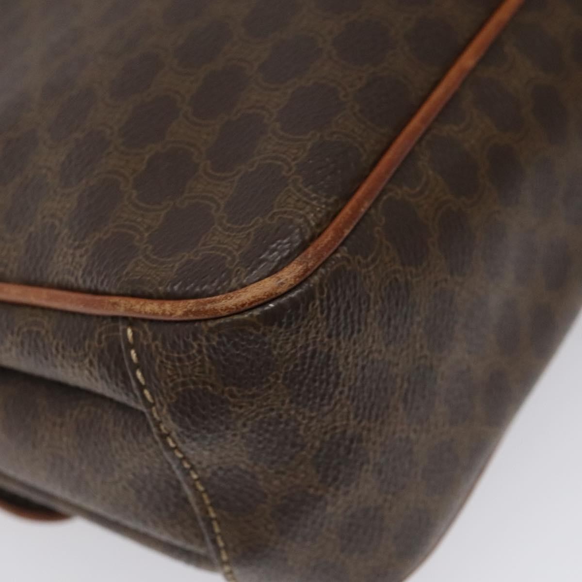 Celine Vintage Macadam Circle Logo Shoulder Bag Canvas and Leather, Brown, Canvas, Shoulder Bag