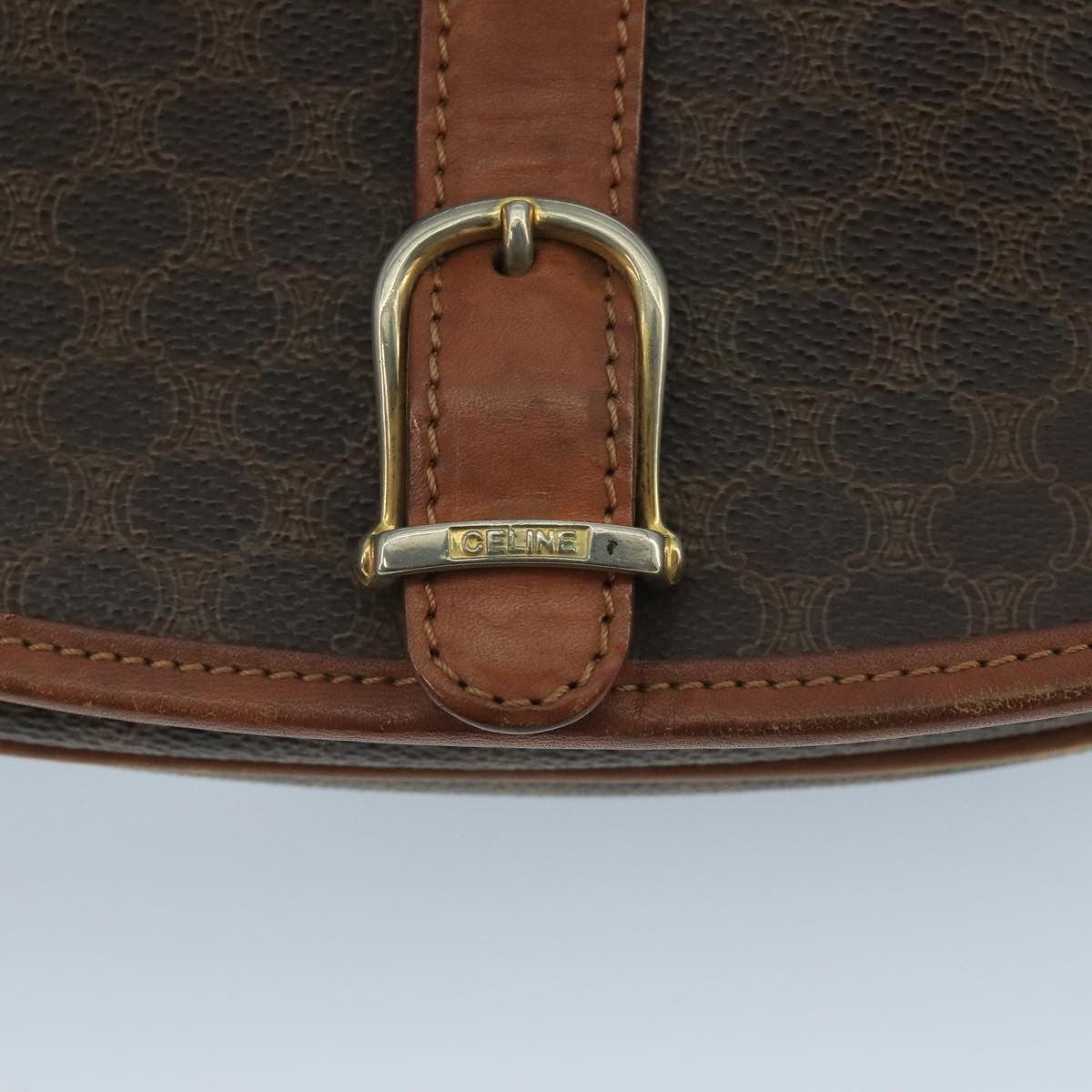 Celine Macadam Shoulder Bag PVC Leather, BROWN, CANVAS, Shoulder bag