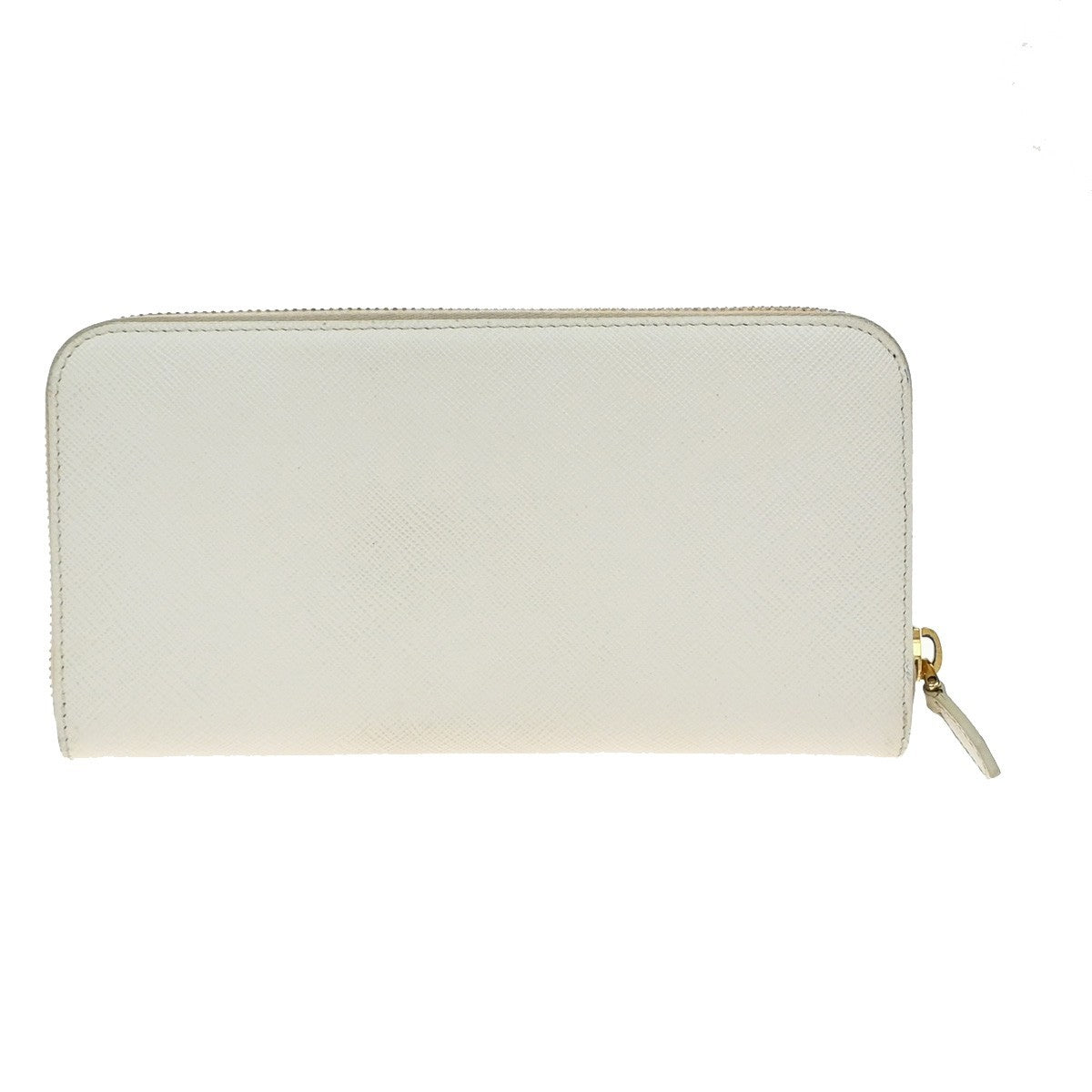 Prada Zip Around Tab Wallet Saffiano Leather, WHITE, LEATHER, Wallets