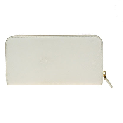Prada Zip Around Tab Wallet Saffiano Leather, WHITE, LEATHER, Wallets