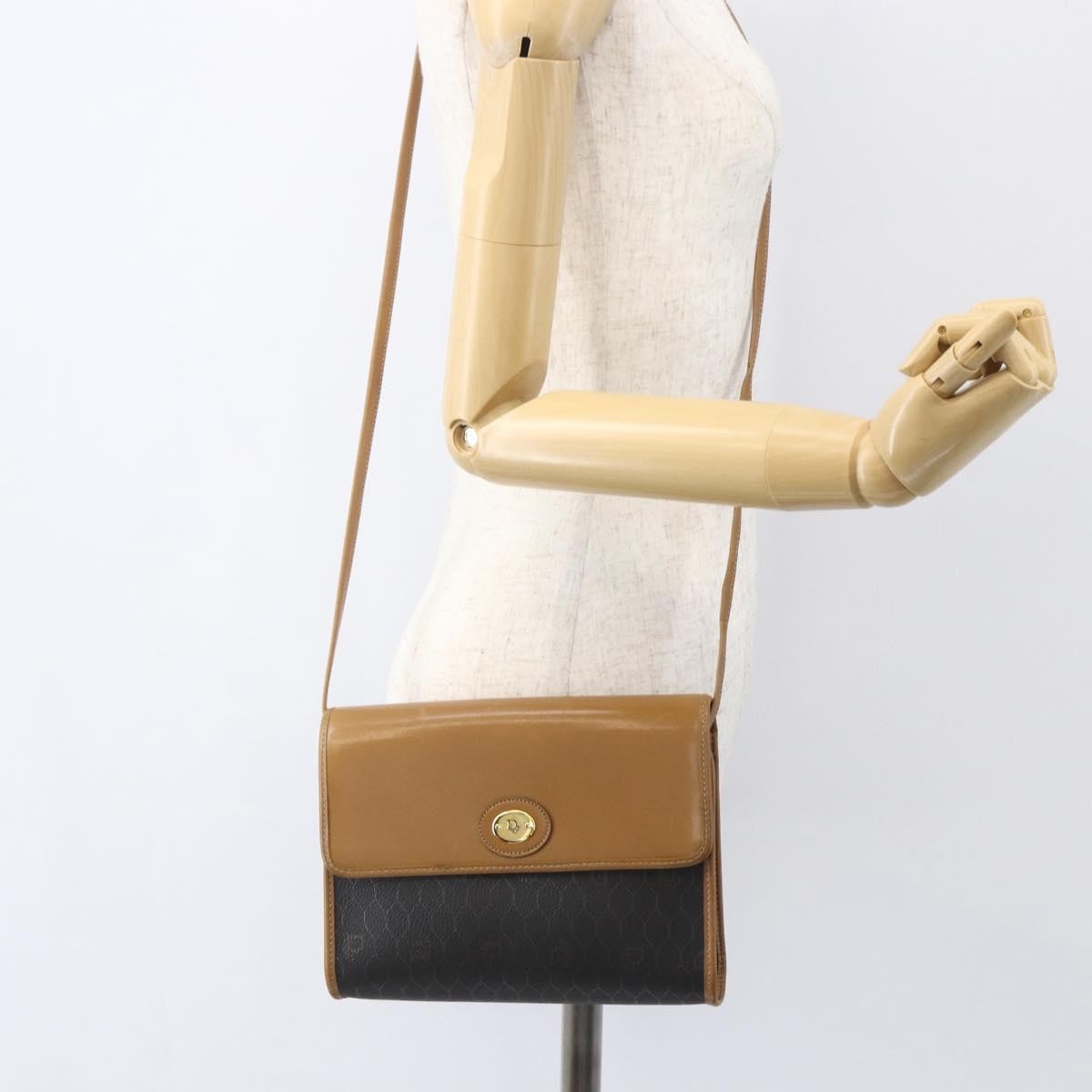 Christian Dior Vintage Honeycomb Shoulder Bag Canvas and Leather, BLACK, PVC, Shoulder bag