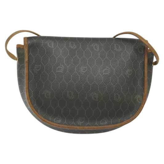 Christian Dior Vintage Honeycomb Flap Crossbody Bag Coated Canvas, GRAY, CANVAS, Crossbody bag
