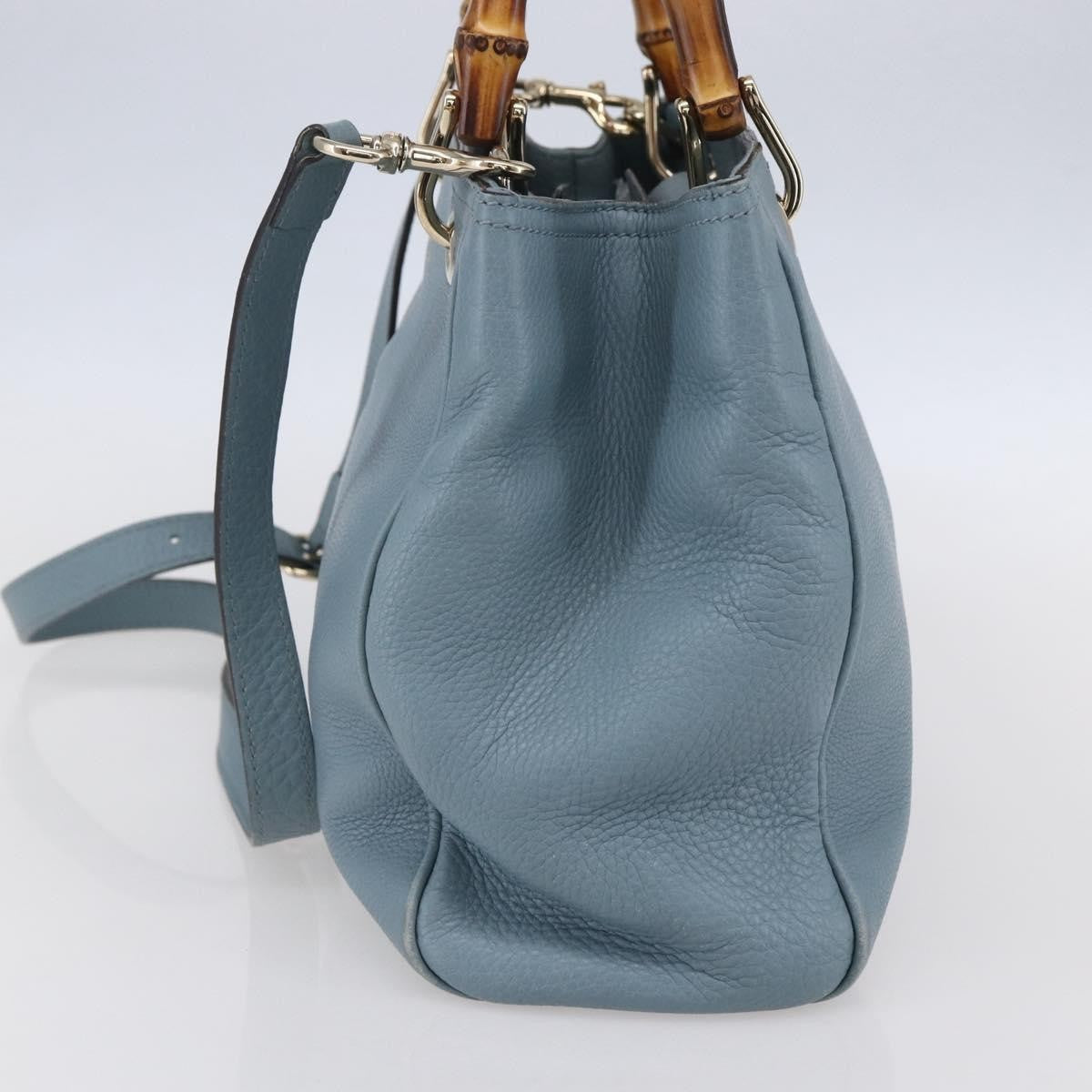Gucci Bamboo Shopper Tote Leather, BLUE, LEATHER, Handbag