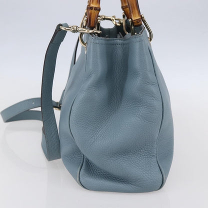 Gucci Bamboo Shopper Tote Leather, BLUE, LEATHER, Handbag
