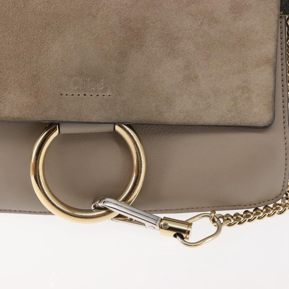 Chloe Faye Shoulder Bag Leather and Suede, BEIGE, SUEDE, Shoulder bag