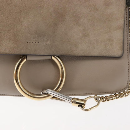 Chloe Faye Shoulder Bag Leather and Suede, BEIGE, SUEDE, Shoulder bag