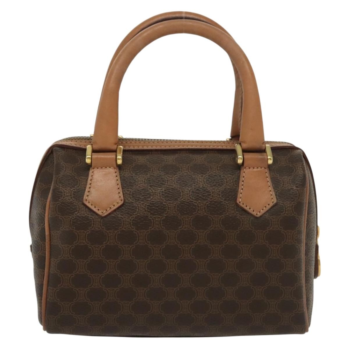 Celine Macadam Handbag Macadam with leather, BROWN, CANVAS, Handbag