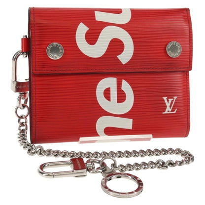 Louis Vuitton Chain Wallet Limited Edition Supreme Epi Leather, RED, LEATHER, Wallets