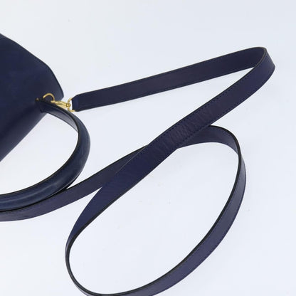 Celine Circle Logo Handbag Leather, BLUE, LEATHER, Handbag