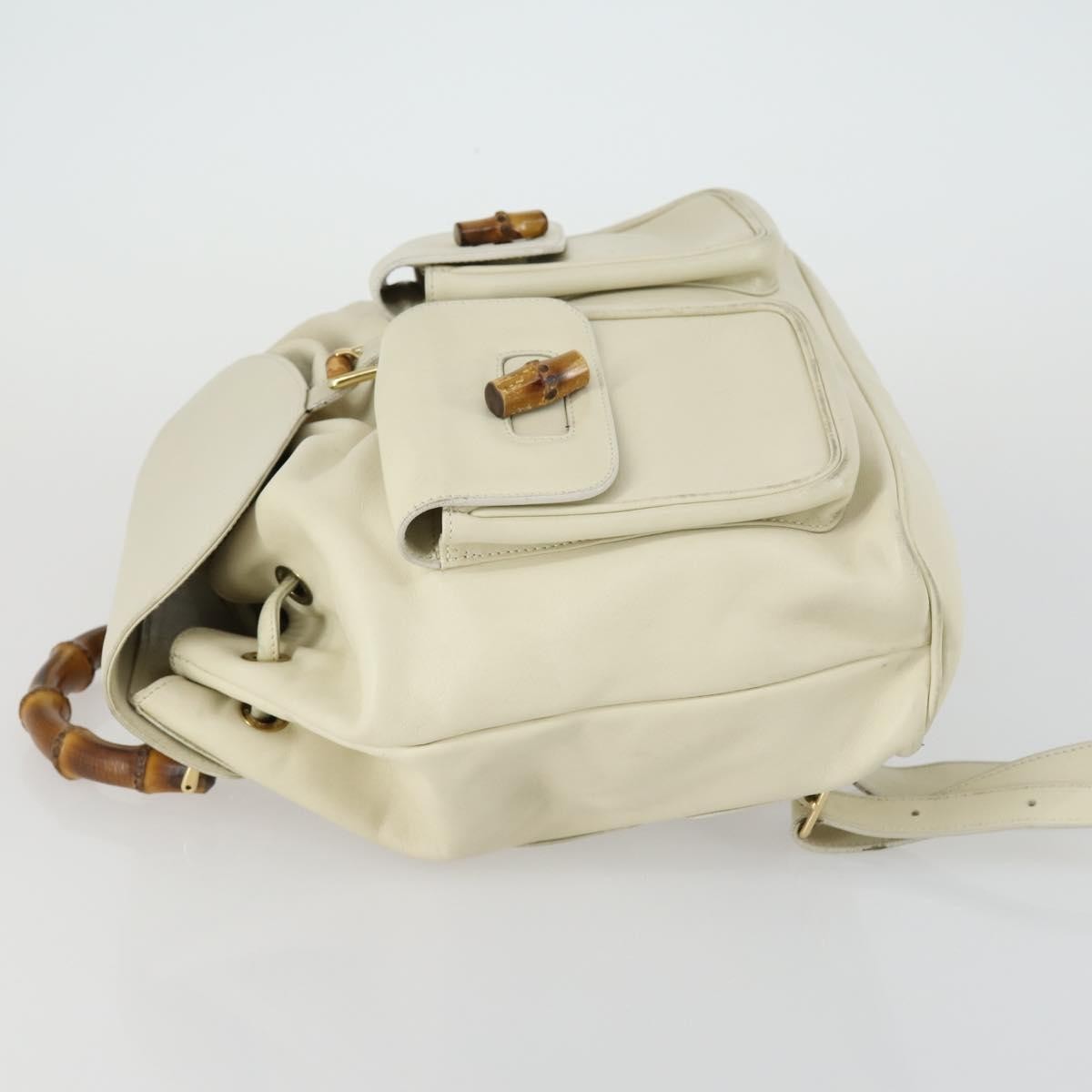Gucci Vintage Bamboo Backpack Leather, BEIGE, LEATHER, Backpack