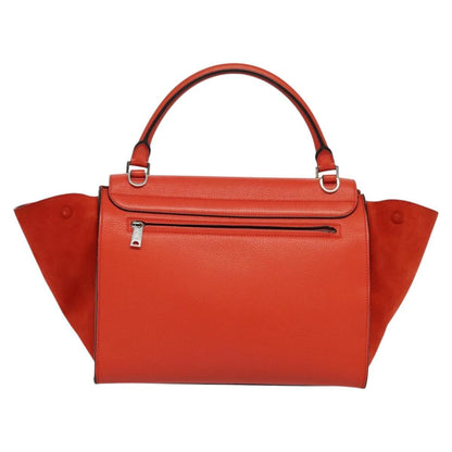Celine Trapeze Bag Leather with Suede, RED, LEATHER, Handbag
