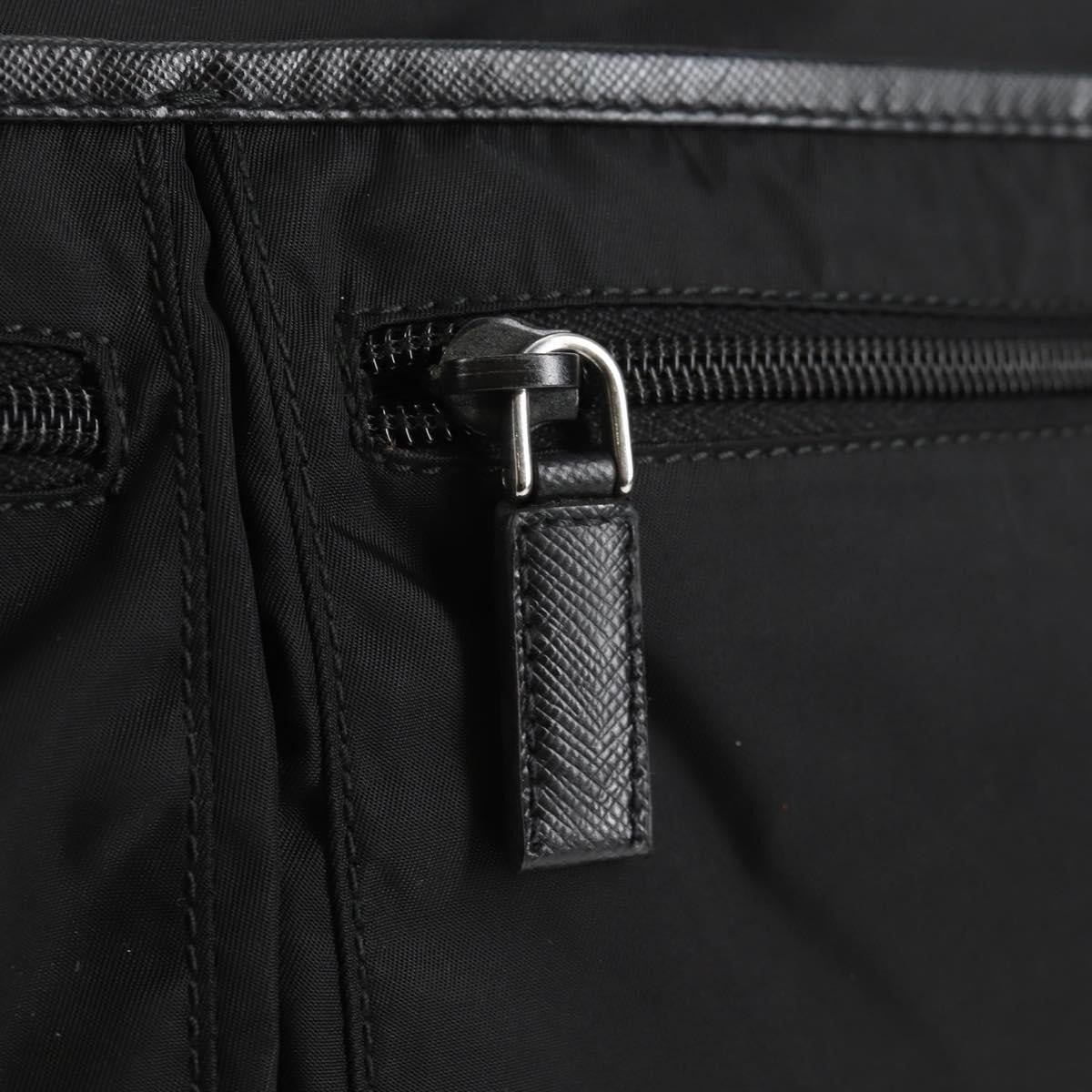 Prada Zip Messenger Quilted Tessuto, BLACK, NYLON, Shoulder bag
