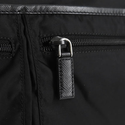 Prada Zip Messenger Quilted Tessuto, BLACK, NYLON, Shoulder bag