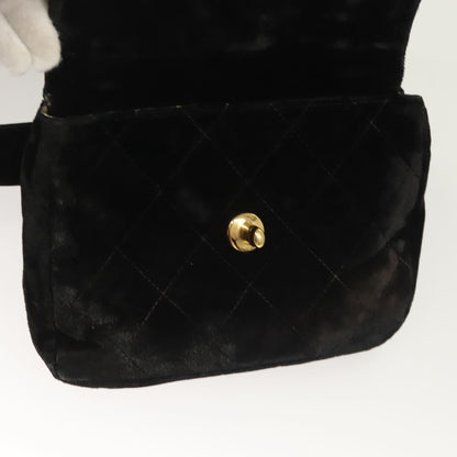 Chanel Vintage CC Flap Waist Bag Quilted Leather, BLACK, VELVET, Handbag