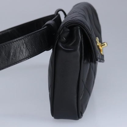 Chanel Vintage CC Flap Waist Bag Quilted Leather, BLACK, LEATHER, Clutche & pouche