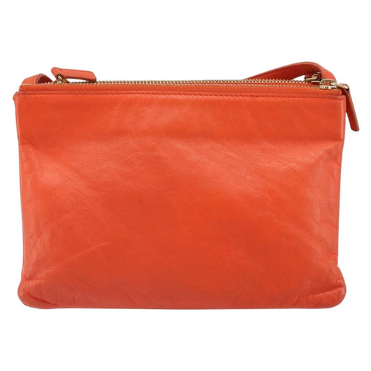 Celine Trio Crossbody Bag Leather, ORANGE, LEATHER, Shoulder bag