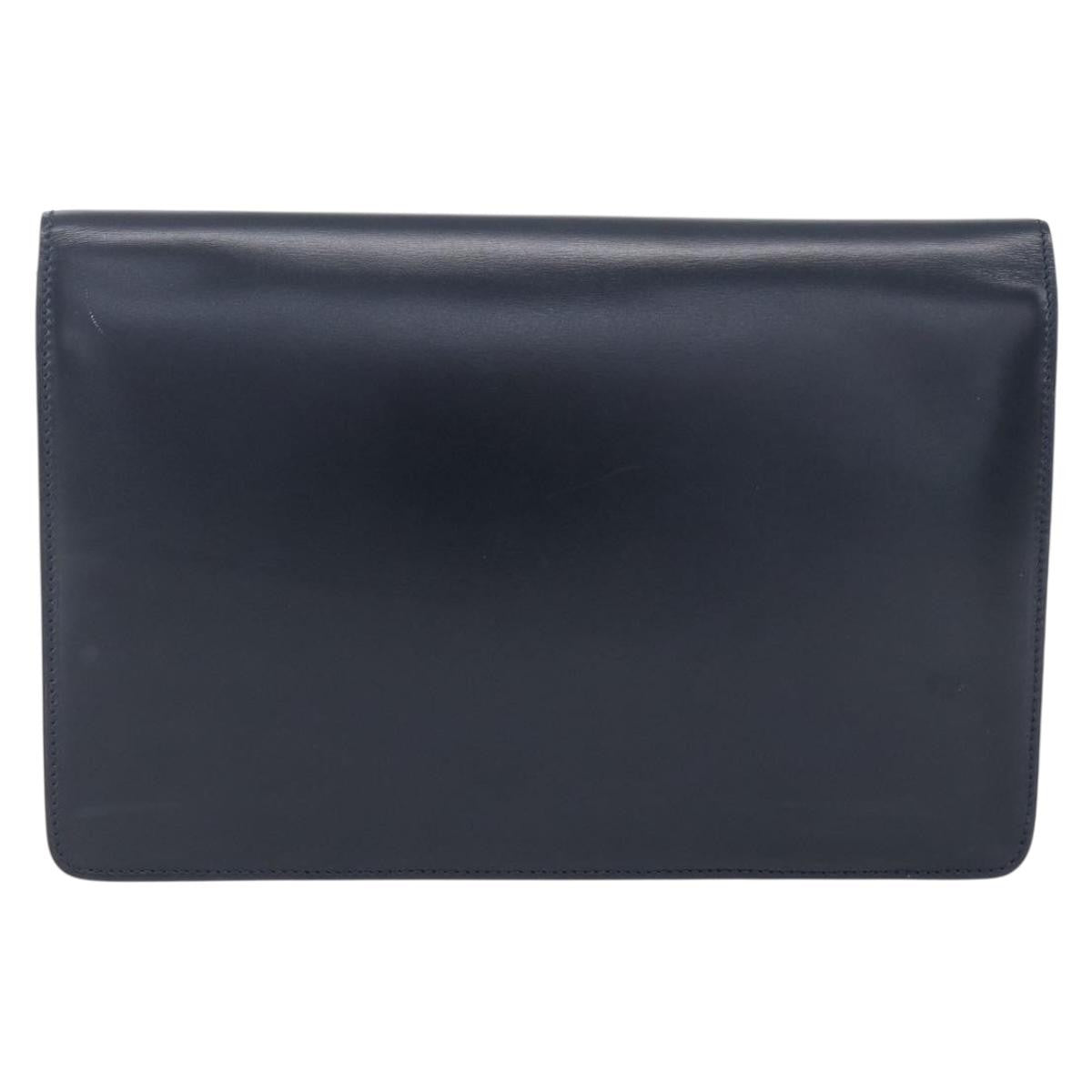 Celine Clutch Bag Leather, NAVY, LEATHER, Clutche & pouche