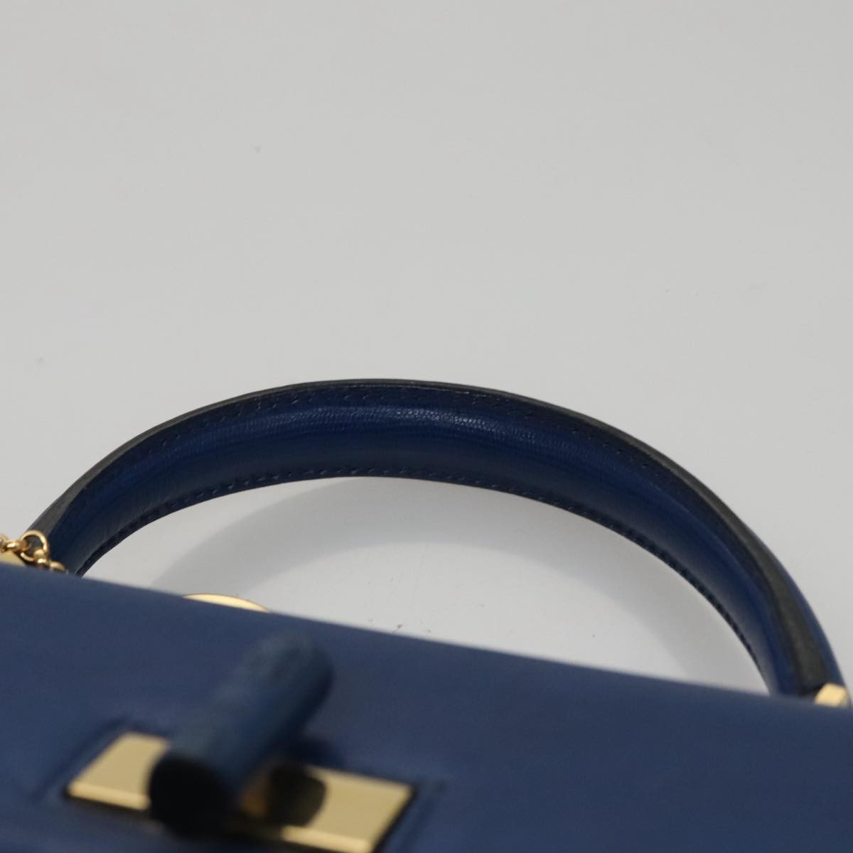 Celine Vintage turn lock shoulder bag Leather, BLUE, LEATHER, Handbag