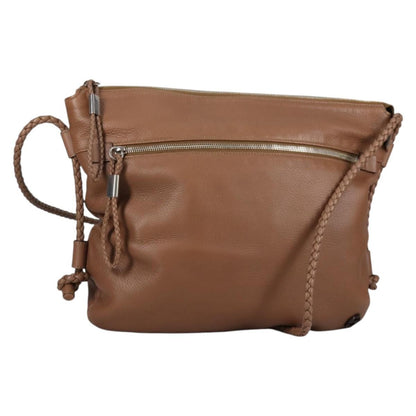 Gucci Braided Strap Zip Messenger Leather, BROWN, LEATHER, Shoulder bag