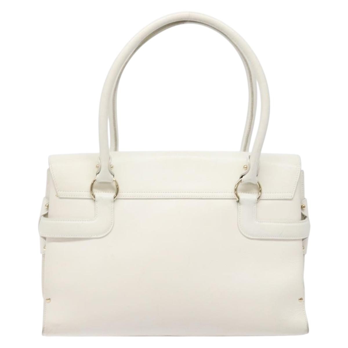 Salvatore Ferragamo Virna Satchel Leather, WHITE, LEATHER, Handbag
