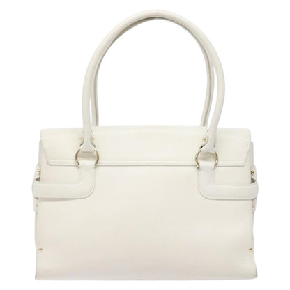 Salvatore Ferragamo Virna Satchel Leather, WHITE, LEATHER, Handbag