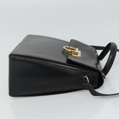 Salvatore Ferragamo Gancini Convertible Top Handle Bag Leather, BLACK, LEATHER, Handbag