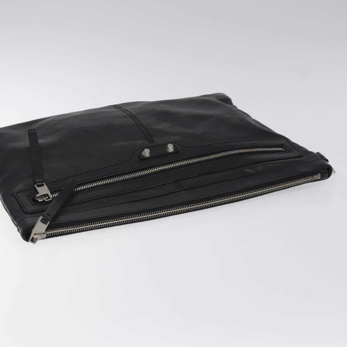 Balenciaga Classic City Clip Pouch Leather, BLACK, LEATHER, Clutche & pouche