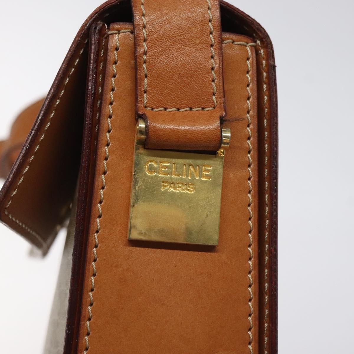 Celine Macadam Shoulder Bag PVC Leather, BEIGE, CANVAS, Shoulder bag