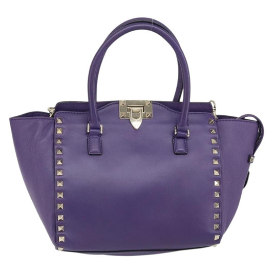 Valentino Garavani Rockstud Tote Rigid Leather, PURPLE, LEATHER, Tote bag