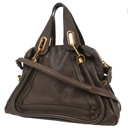 Chloe Paraty Top Handle Bag Leather, BROWN, LEATHER, Handbag
