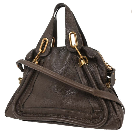 Chloe Paraty Top Handle Bag Leather, BROWN, LEATHER, Handbag