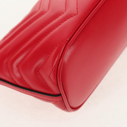 Gucci GG Marmont Pochette Shoulder Bag Matelasse Leather, RED, LEATHER, Clutche & pouche